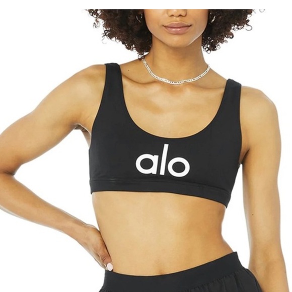 ALO Yoga Other - ALO Yoga Ambient Logo Sports Bra Black With White Logo Medium EUC